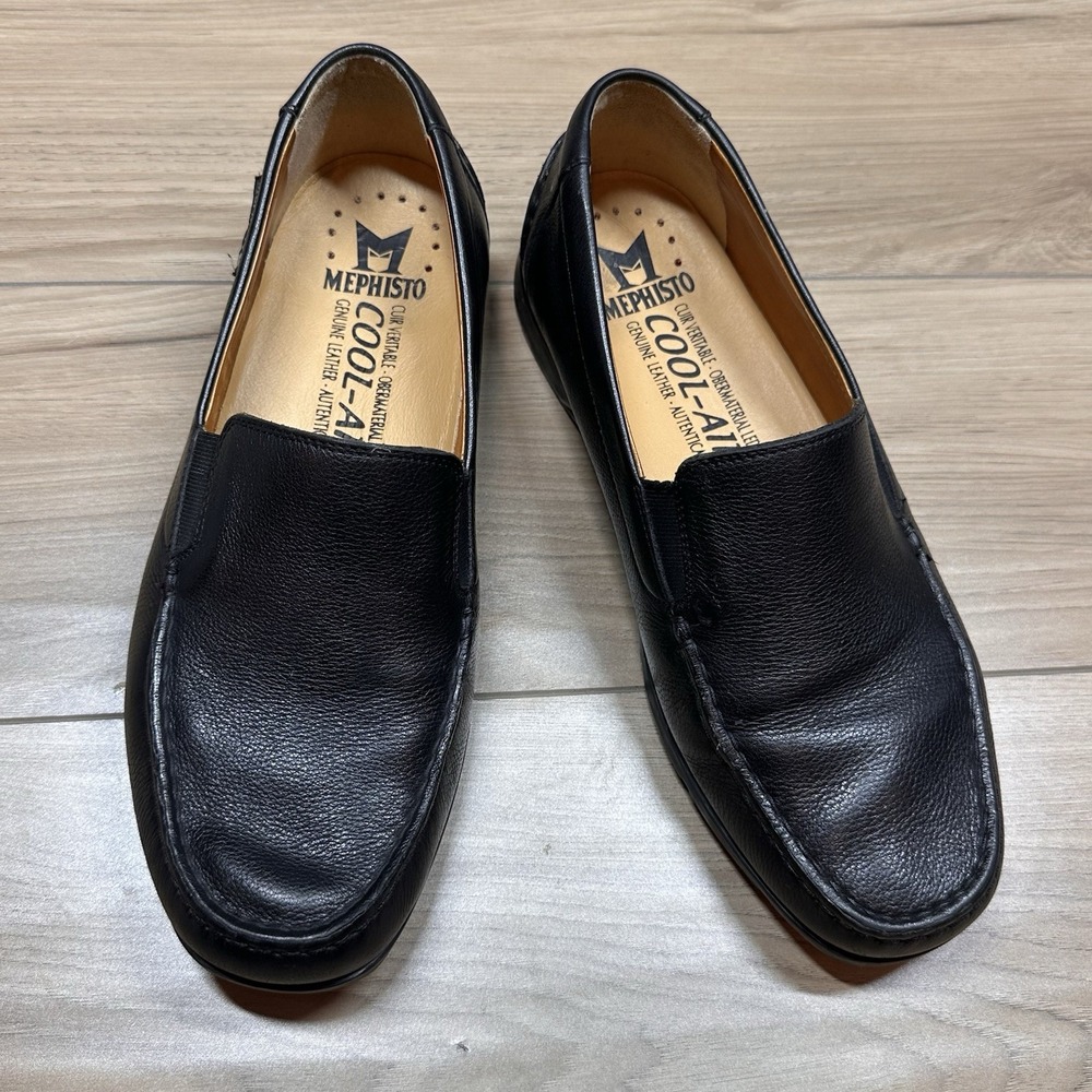 Mephisto Leather Slip On Loafers Mens Black Casual Comfort Walking Shoes Size 9 - Picture 2 of 9